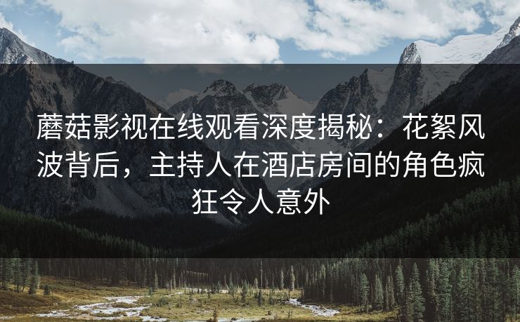 蘑菇影视在线观看深度揭秘：花絮风波背后，主持人在酒店房间的角色疯狂令人意外