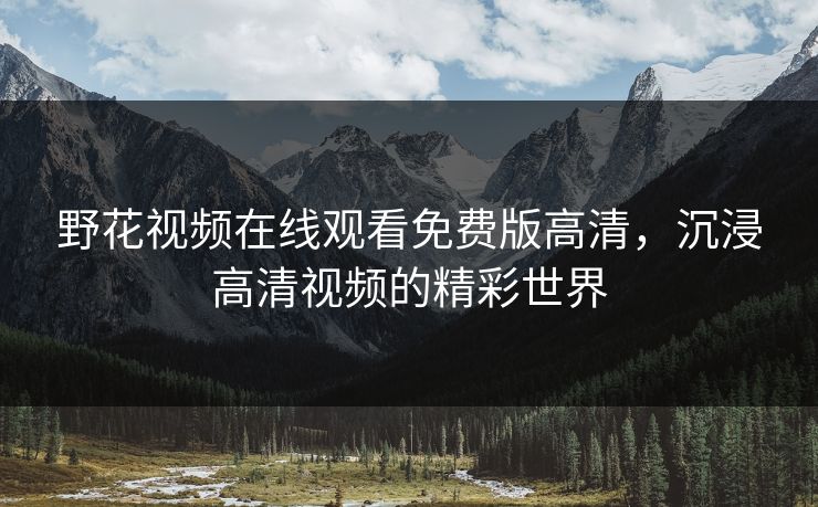野花视频在线观看免费版高清，沉浸高清视频的精彩世界
