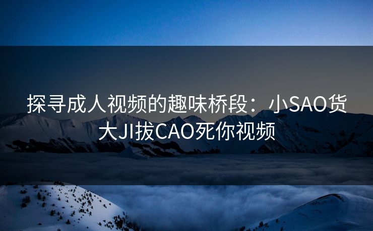 探寻成人视频的趣味桥段：小SAO货大JI拔CAO死你视频