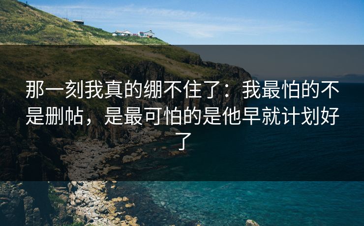 那一刻我真的绷不住了：我最怕的不是删帖，是最可怕的是他早就计划好了