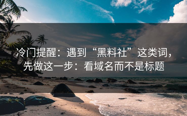 冷门提醒：遇到“黑料社”这类词，先做这一步：看域名而不是标题