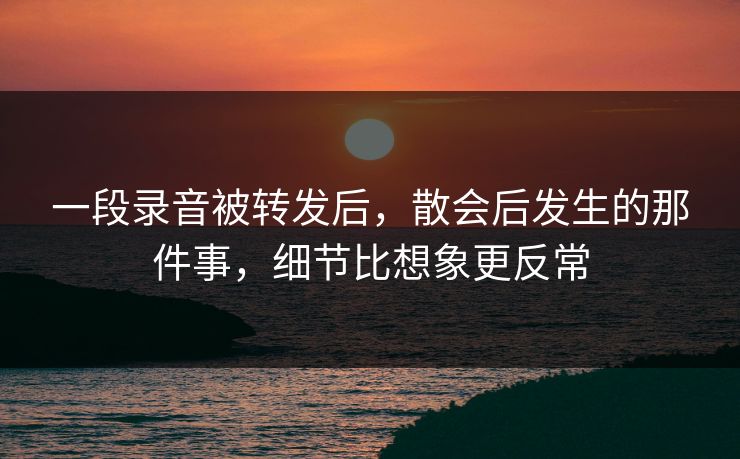 一段录音被转发后，散会后发生的那件事，细节比想象更反常