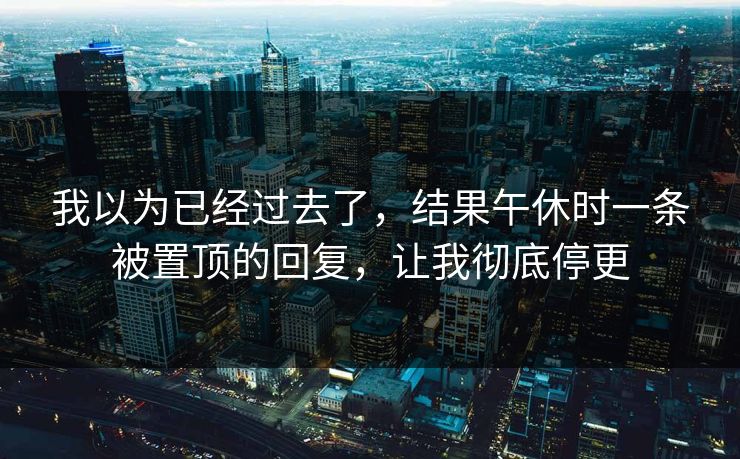 我以为已经过去了，结果午休时一条被置顶的回复，让我彻底停更