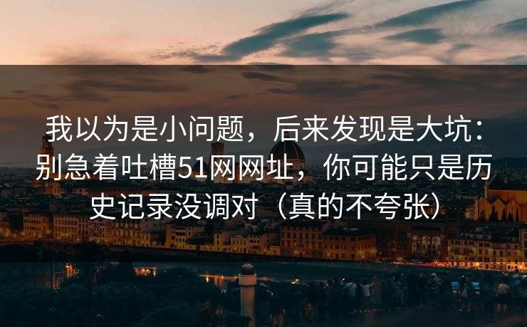 我以为是小问题，后来发现是大坑：别急着吐槽51网网址，你可能只是历史记录没调对（真的不夸张）